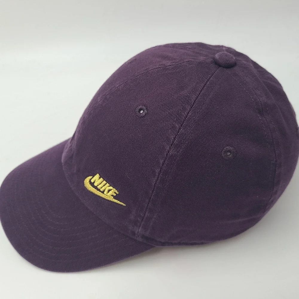 Nike Hat Strapback (Fits Small) Purple Gold Heritage86 Swoosh Logo Casual Cotton